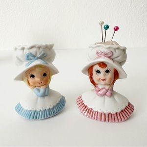 SOLD on Ⓜ️ | Vintage 1950’s Lefton + NAPCO Mini Lady Head Vase Bundle